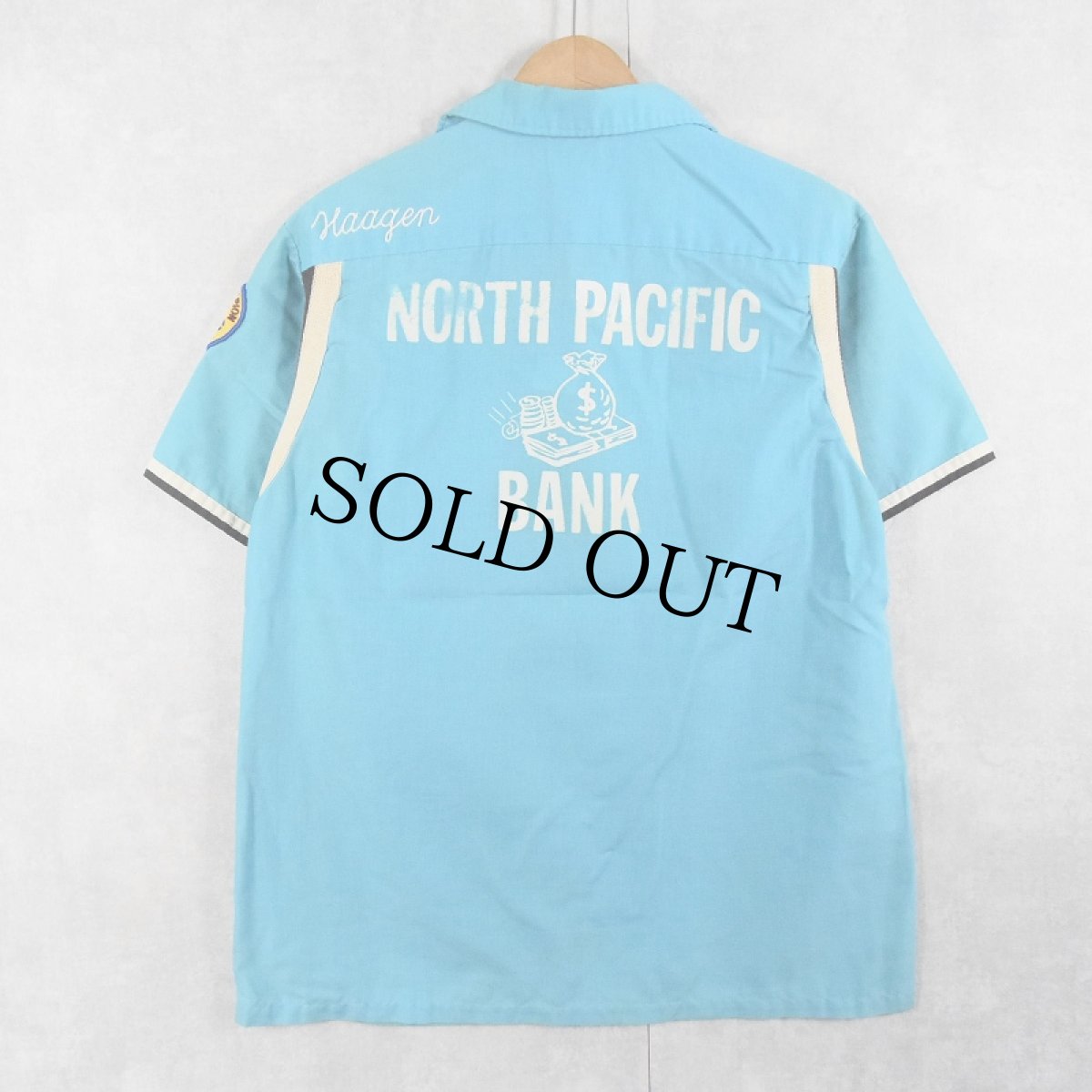 画像2: 70's Hilton USA製 "NORTH PACIFIC BANK" チェーン刺繍 ボーリングシャツ 15-M-15 1/2 (2)