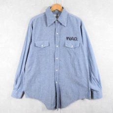 画像2: 60〜70's "SANFORIZED" サソリ刺繍 シャンブレーシャツ L (2)