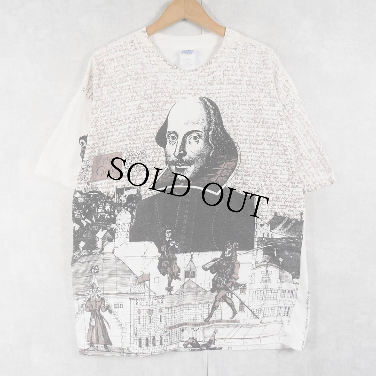 画像1: 【SALE】 2000's William Shakespeare 作家 大判プリントTシャツ XL (1)