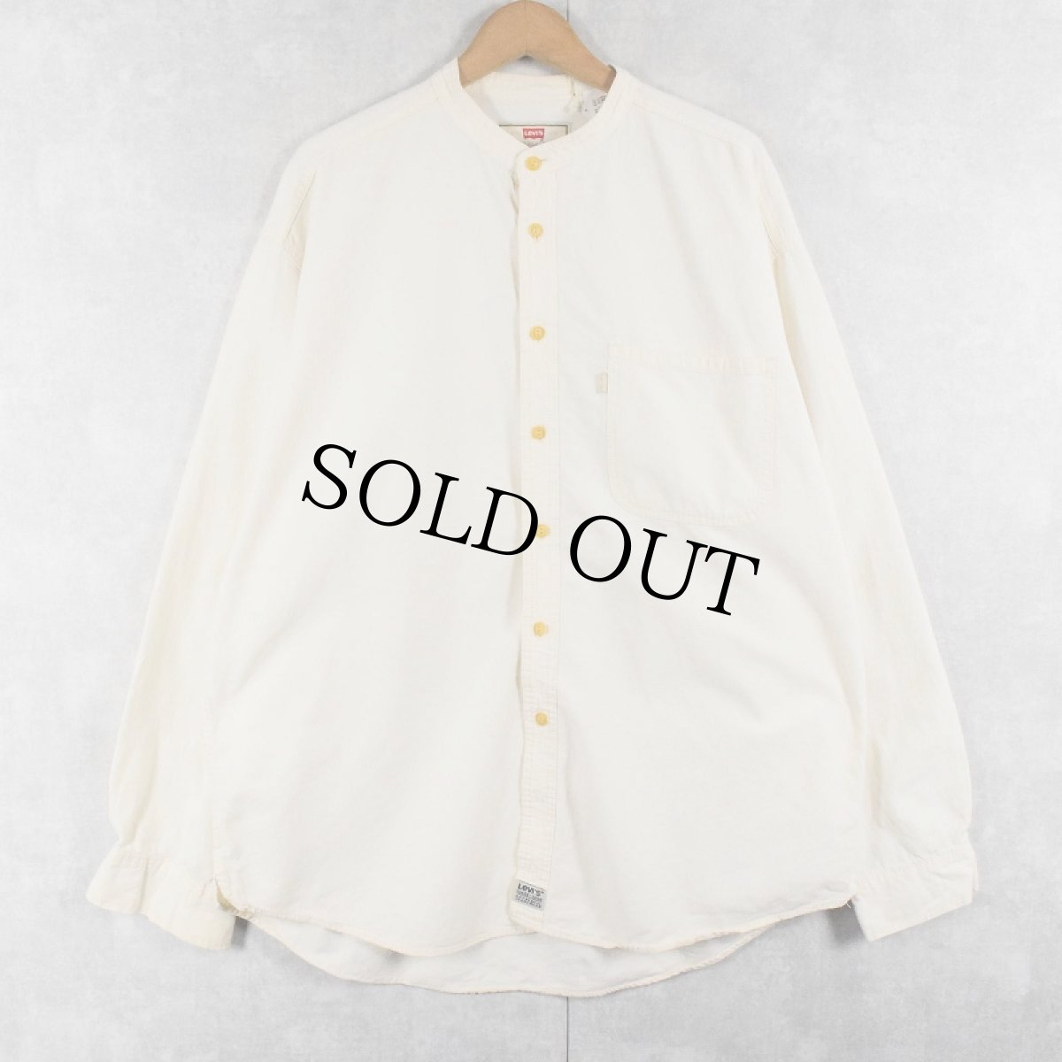 画像1: 90's〜 Levi's バンドカラー コットンシャツ XL (1)