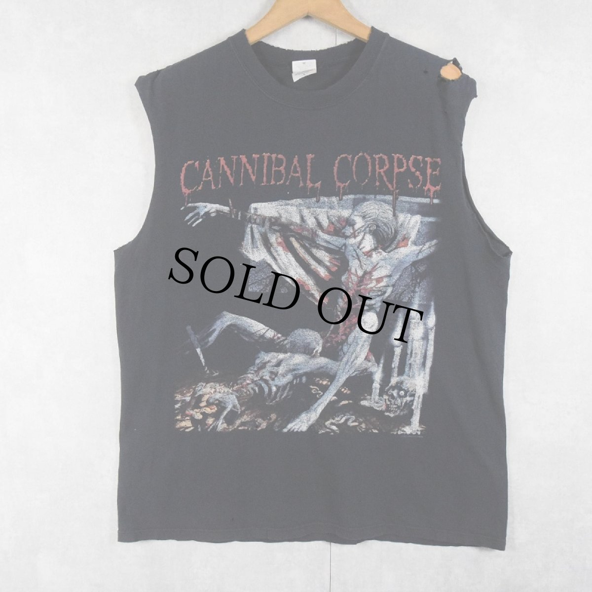 画像1: 2000's Cannibal Corpse カットオフスリーブ デスメタルバンドTシャツ L (1)