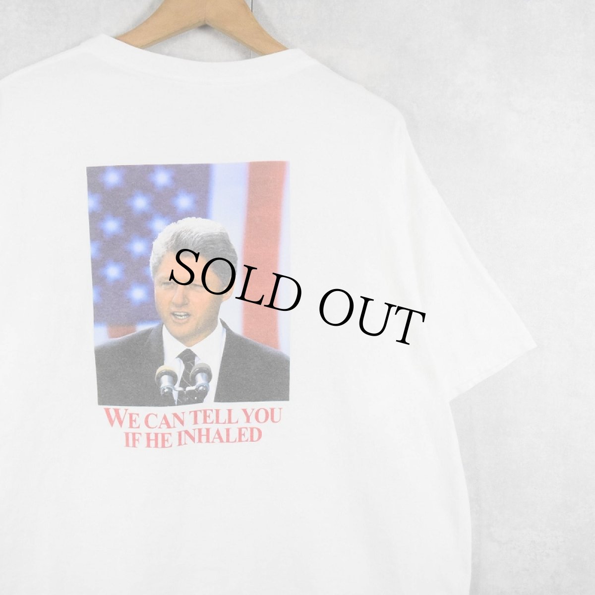 画像1: 【SALE】 2000's Drug Check "Bill Clinton" アメリカ前大統領プリントTシャツ XL (1)