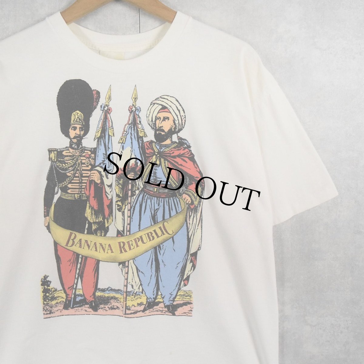 画像1: 90's BANANA REPUBLIC USA製 イラストプリントTシャツ M (1)
