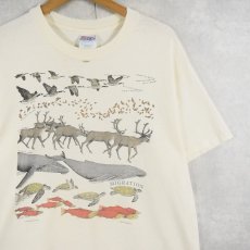 画像1: 90's LIBERTY GRAPHICS USA製 "MIGRATION" アニマルプリントTシャツ L (1)