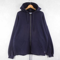 画像1: 90's RUSSELL ATHLETIC USA製 "HIGH COTTON" スウェットジップパーカー NAVY L (1)