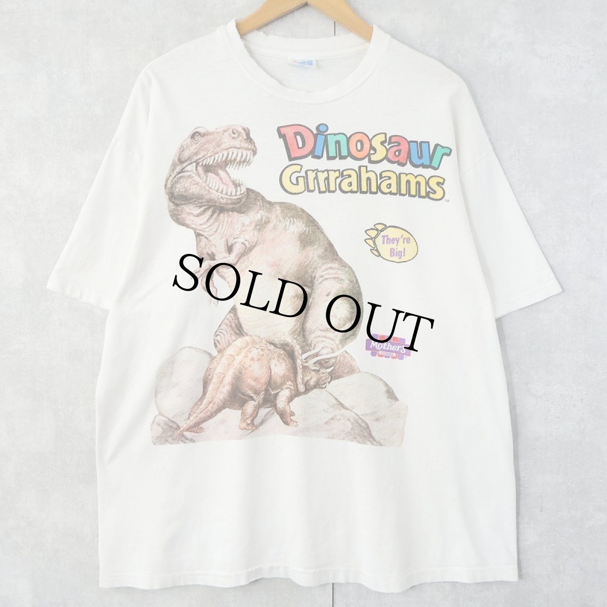画像1: 90's Mother's COOKIES USA製 "Dinosaur Grrrahams" 食品メーカープリントTシャツ XL (1)