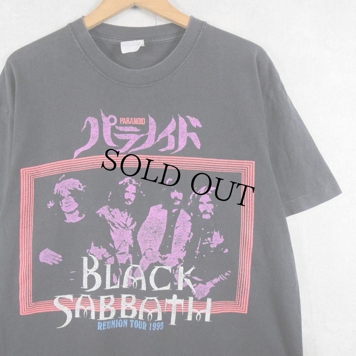 画像1: 90's Black Sabbath "PARANOID" EBMバンドプリントTシャツ BLACK L (1)