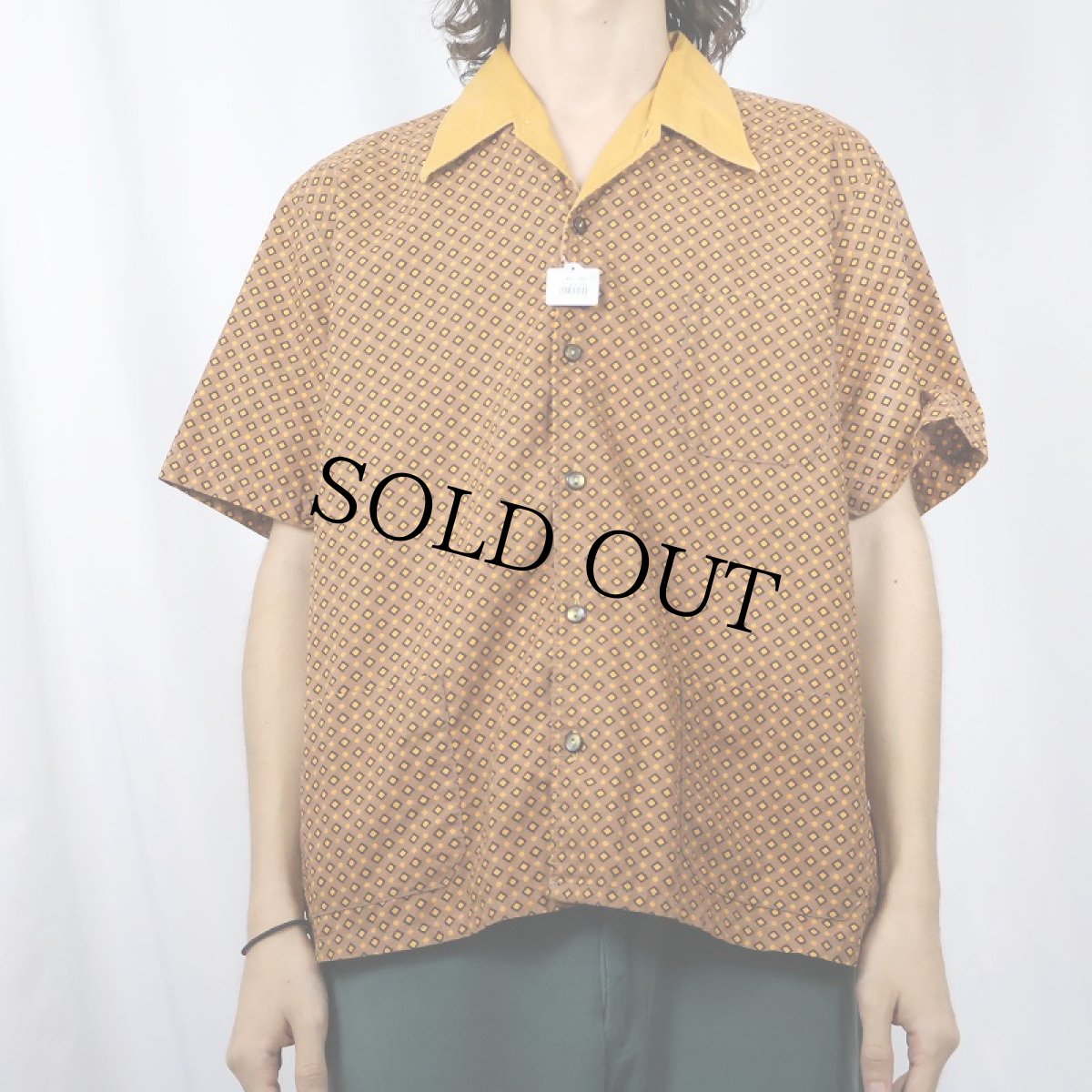 画像2: 60〜70's 総柄 コットンオープンカラーシャツ (2)