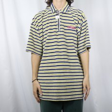 画像2: POUND ボーダー柄 ハーフジップ パイルシャツ (2)
