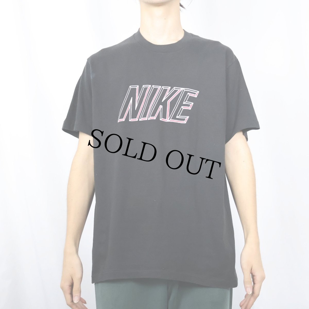 画像2: 90's NIKE 銀タグ USA製 ロゴプリントTシャツ BLACK XL (2)