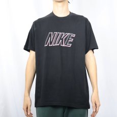 画像2: 90's NIKE 銀タグ USA製 ロゴプリントTシャツ BLACK XL (2)