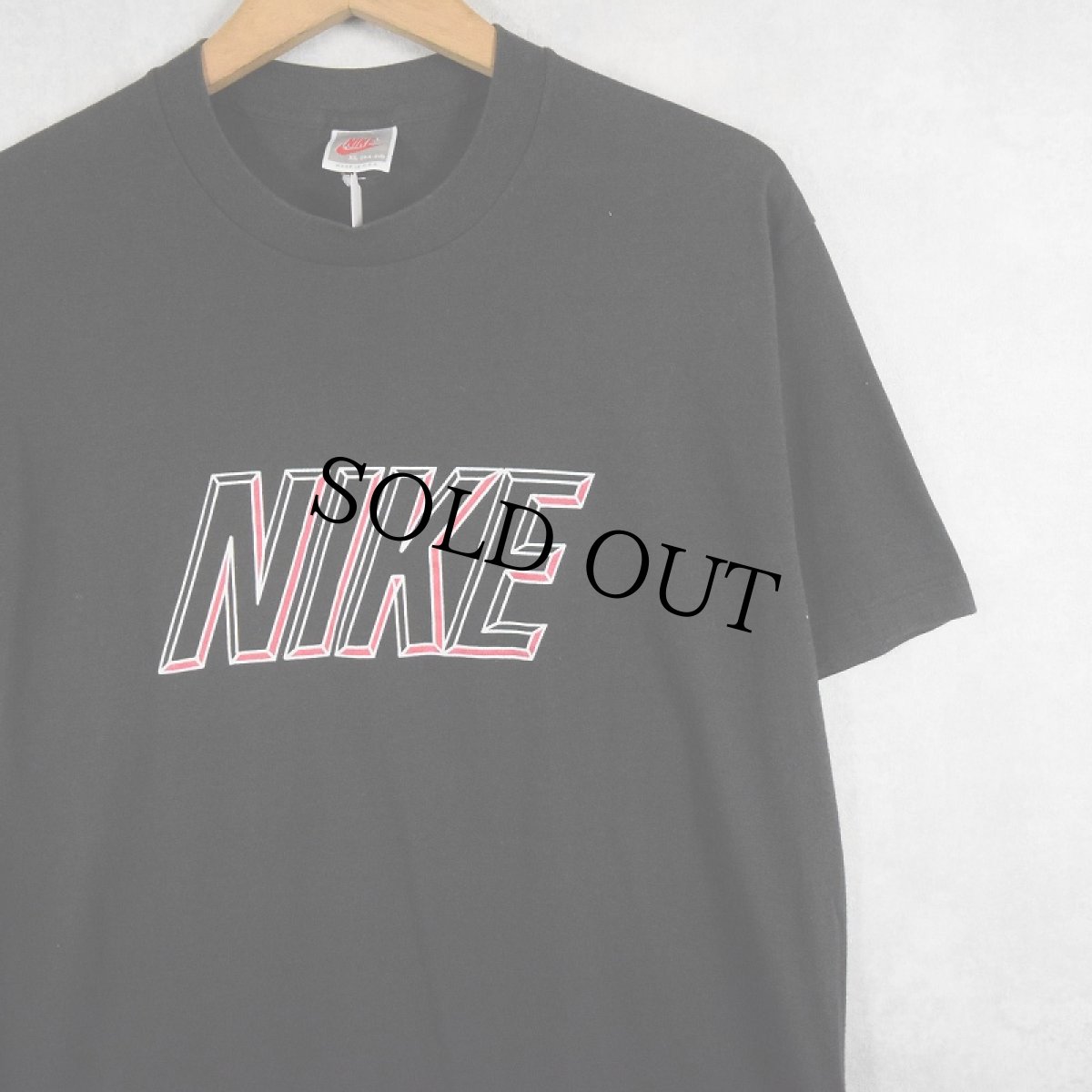 画像1: 90's NIKE 銀タグ USA製 ロゴプリントTシャツ BLACK XL (1)