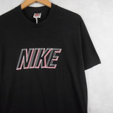 画像1: 90's NIKE 銀タグ USA製 ロゴプリントTシャツ BLACK XL (1)