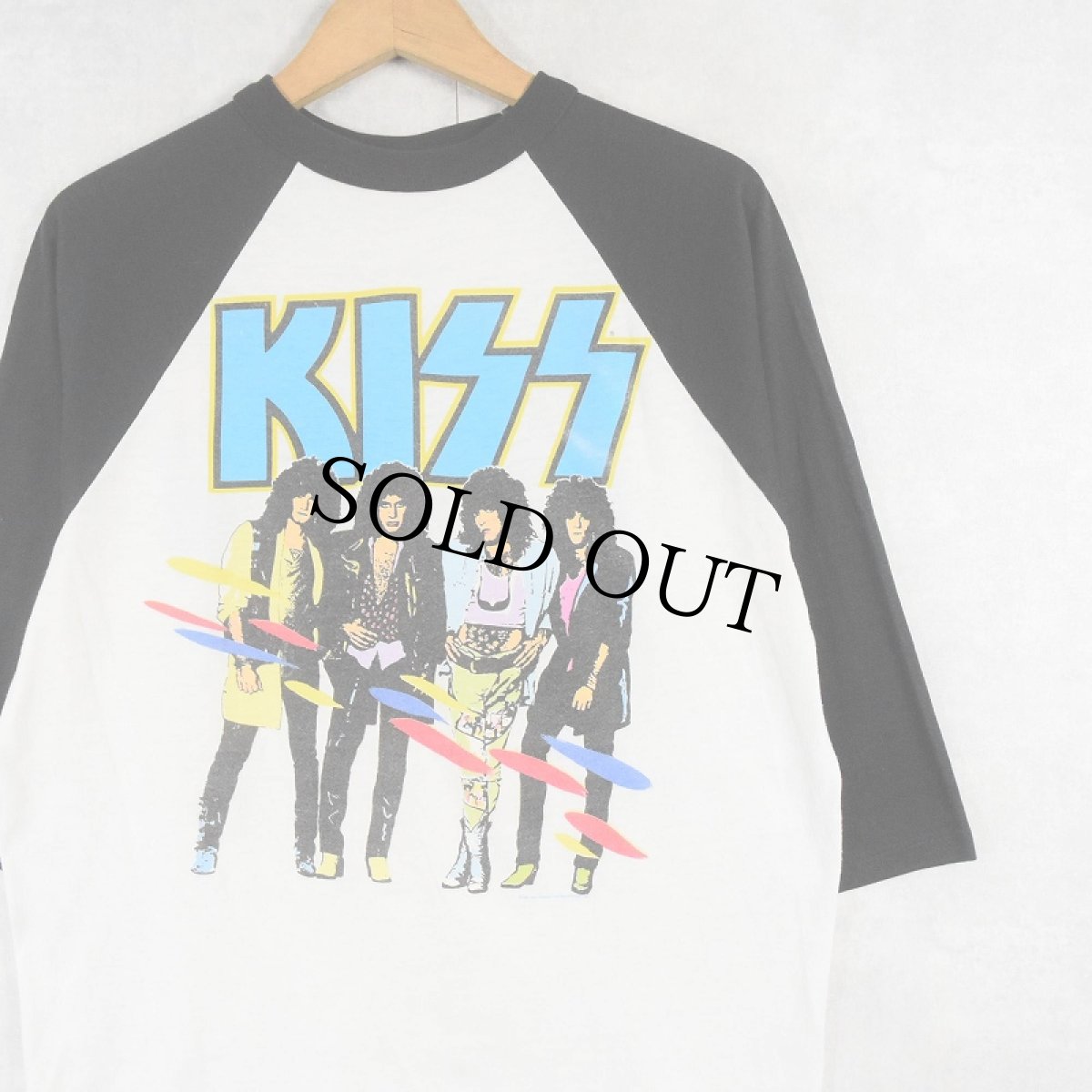 画像1: 80's KISS USA製 "ASYLUM WORLD TOUR" ハードロックバンド プリントラグランTシャツ XL (1)