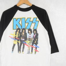 画像1: 80's KISS USA製 "ASYLUM WORLD TOUR" ハードロックバンド プリントラグランTシャツ XL (1)