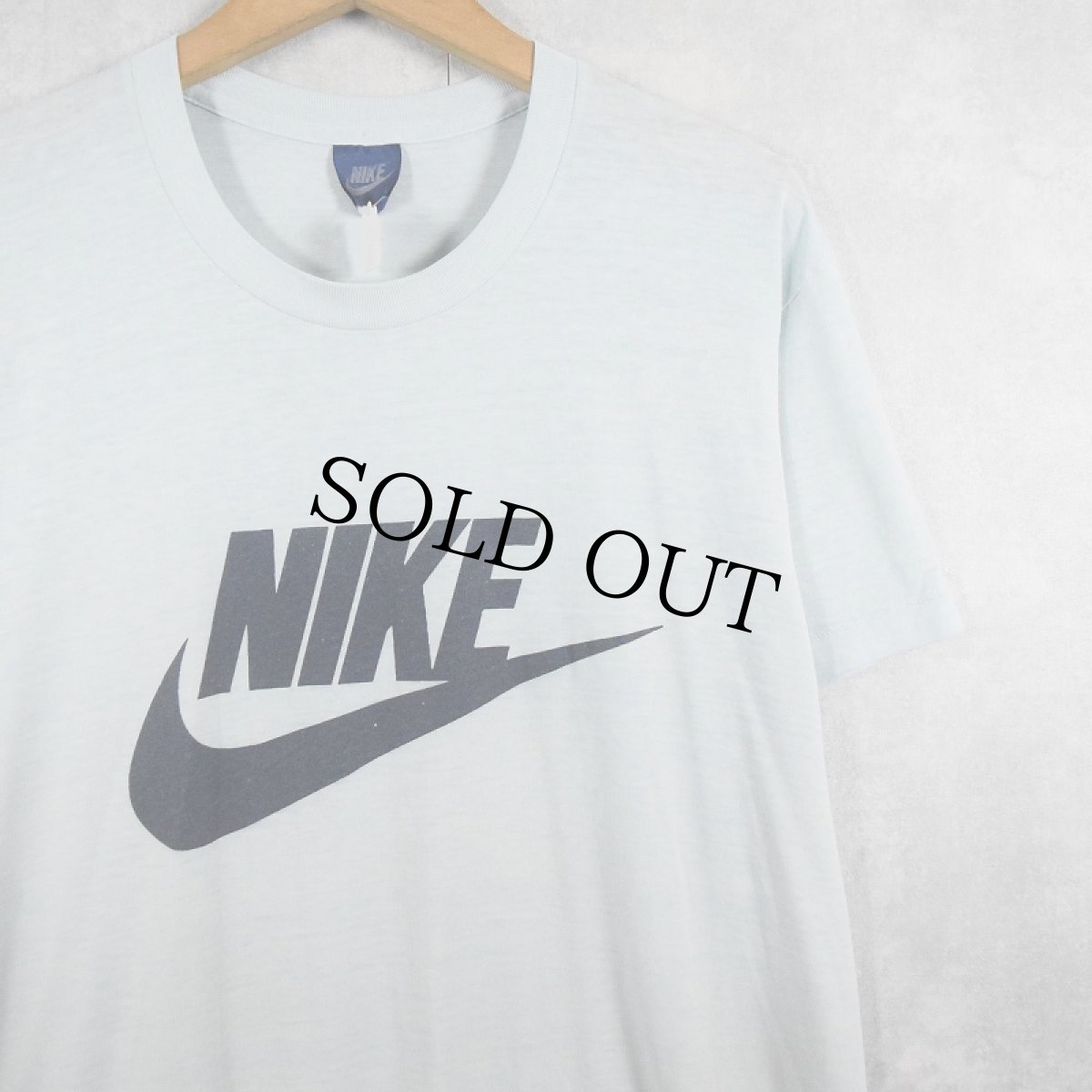 画像1: 80's NIKE 紺タグ USA製 ロゴプリントTシャツ L (1)