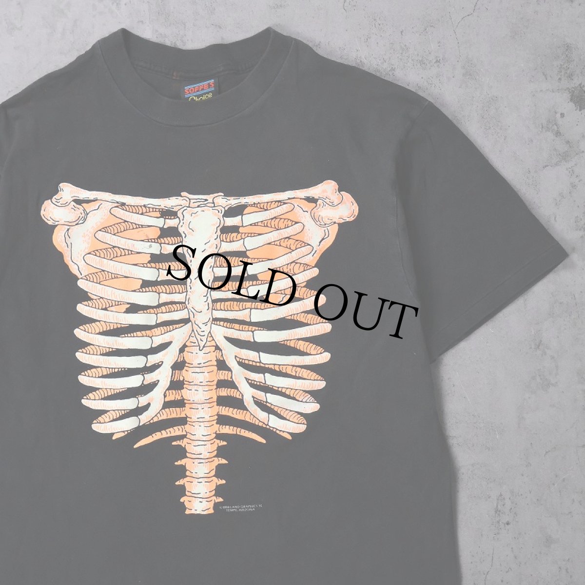 画像1: 90's BRIELAND GRAPHICS 人体骨格 蓄光プリントTシャツ BLACK L (1)