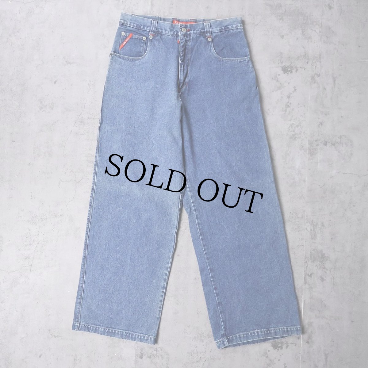 画像4: Kik Wear 刺繍デザイン ワイドデニムパンツ W33 (4)