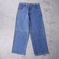 画像2: Kik Wear 刺繍デザイン ワイドデニムパンツ W33 (2)