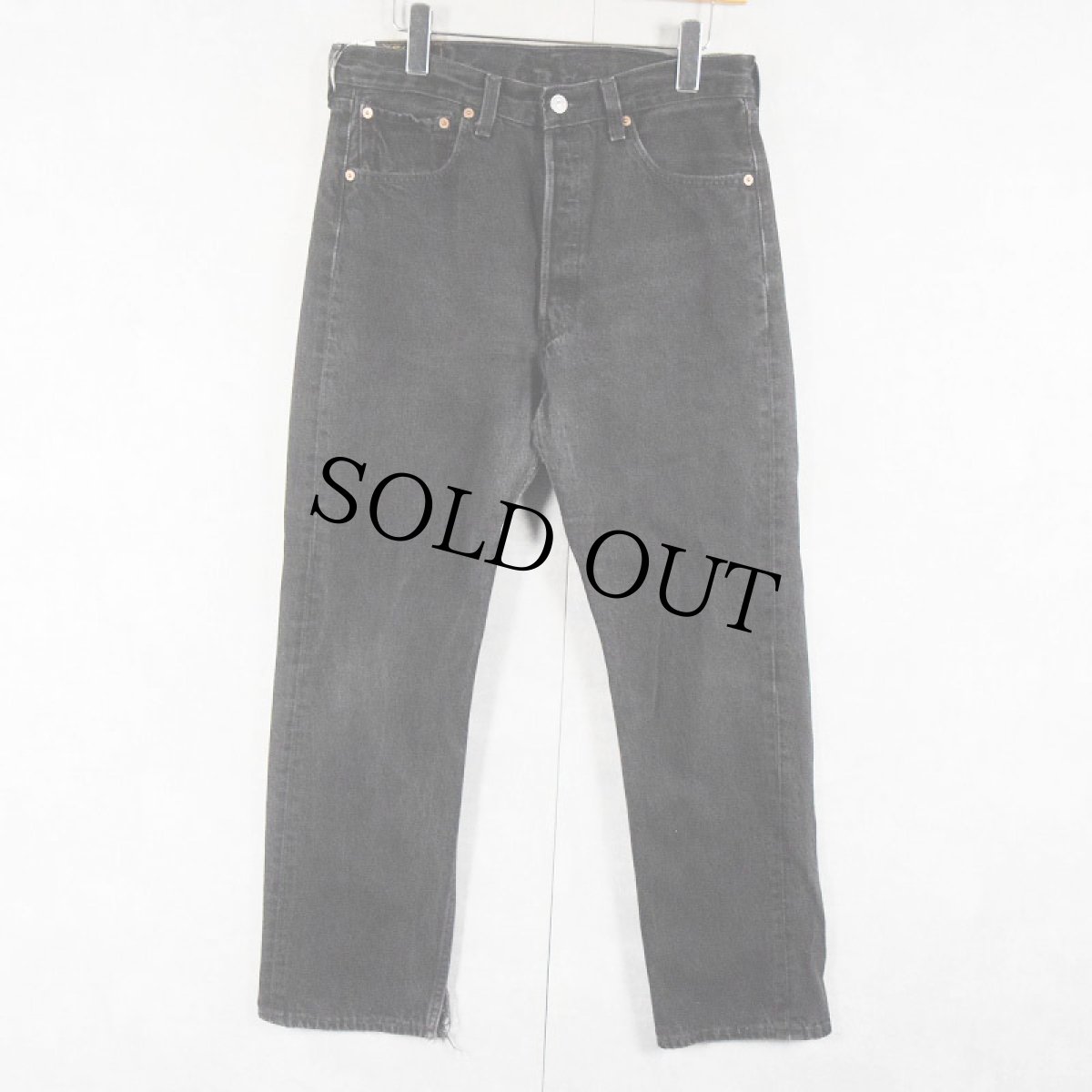 画像1: 90's Levi's 501 USA製 "サルファブラック" ブラックデニムパンツ W31 (1)