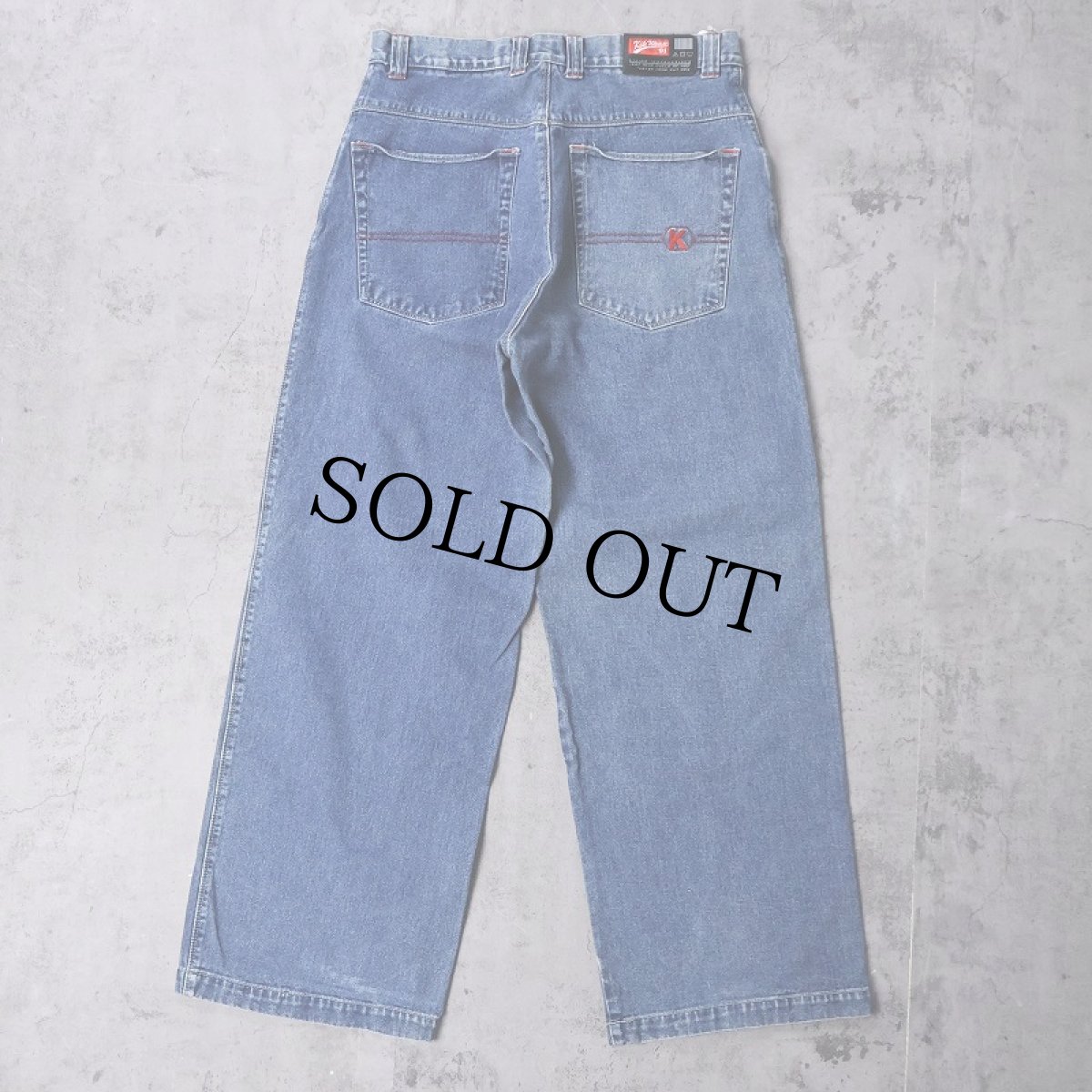 画像3: Kik Wear 刺繍デザイン ワイドデニムパンツ W33 (3)