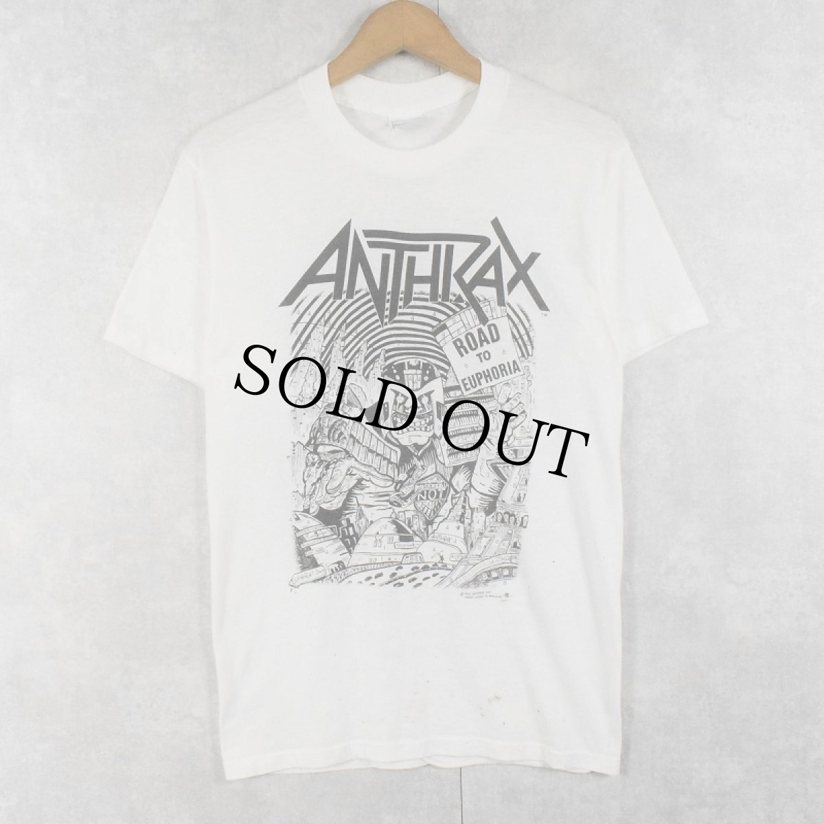 画像1: 80's ANTHRAX USA製 "NO FRILLS" ヘヴィメタル・バンド プリントTシャツ L (1)