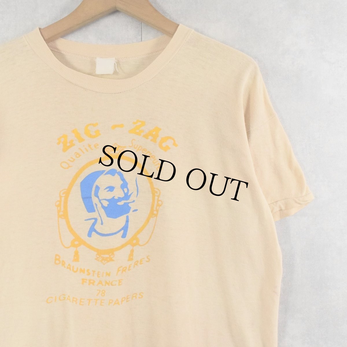 画像1: 70〜80's ZIG-ZAG 巻きタバコペーパー ロゴプリントTシャツ (1)