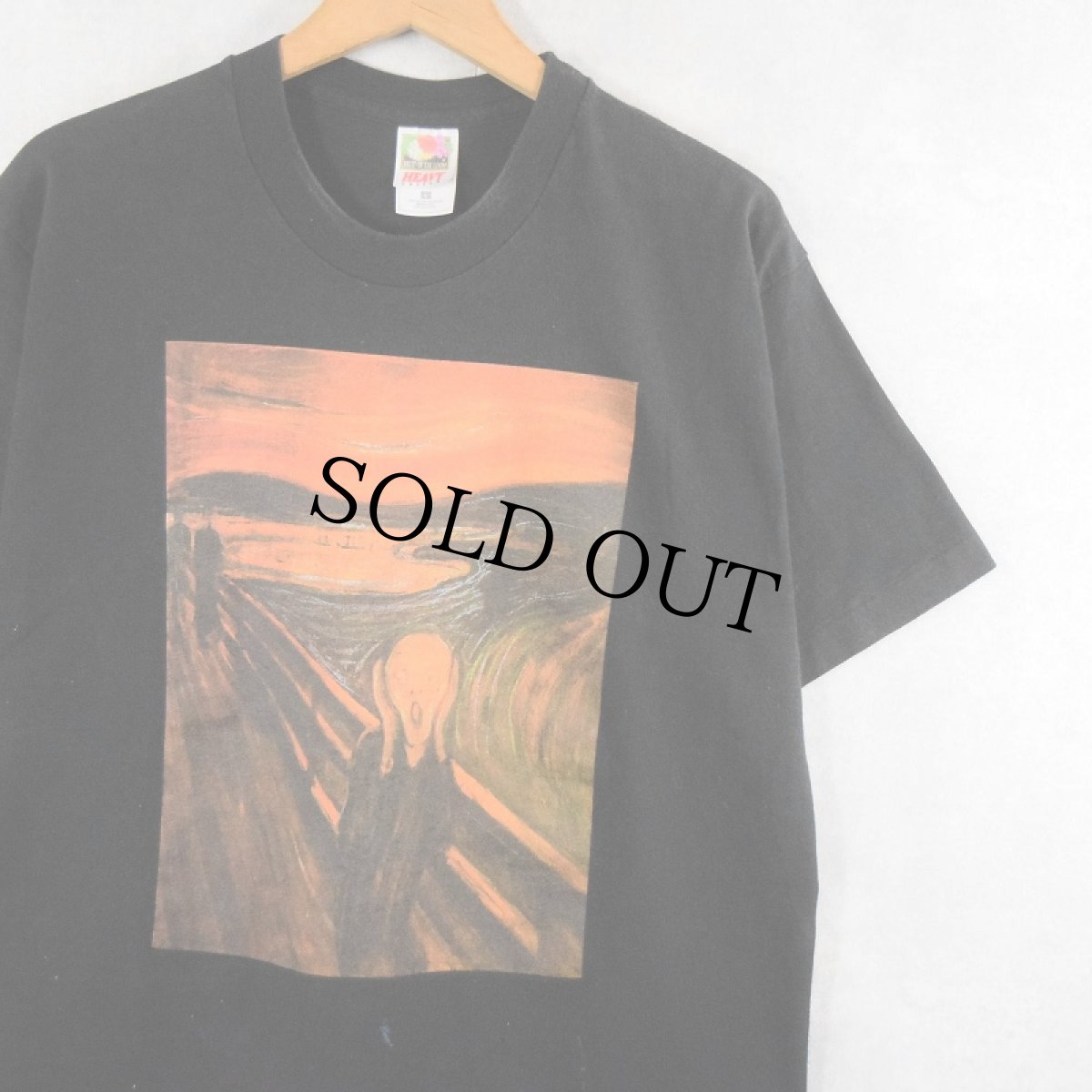 画像1: 90's Edvard Munch USA製 "叫び" アートプリントTシャツ BLACK L (1)
