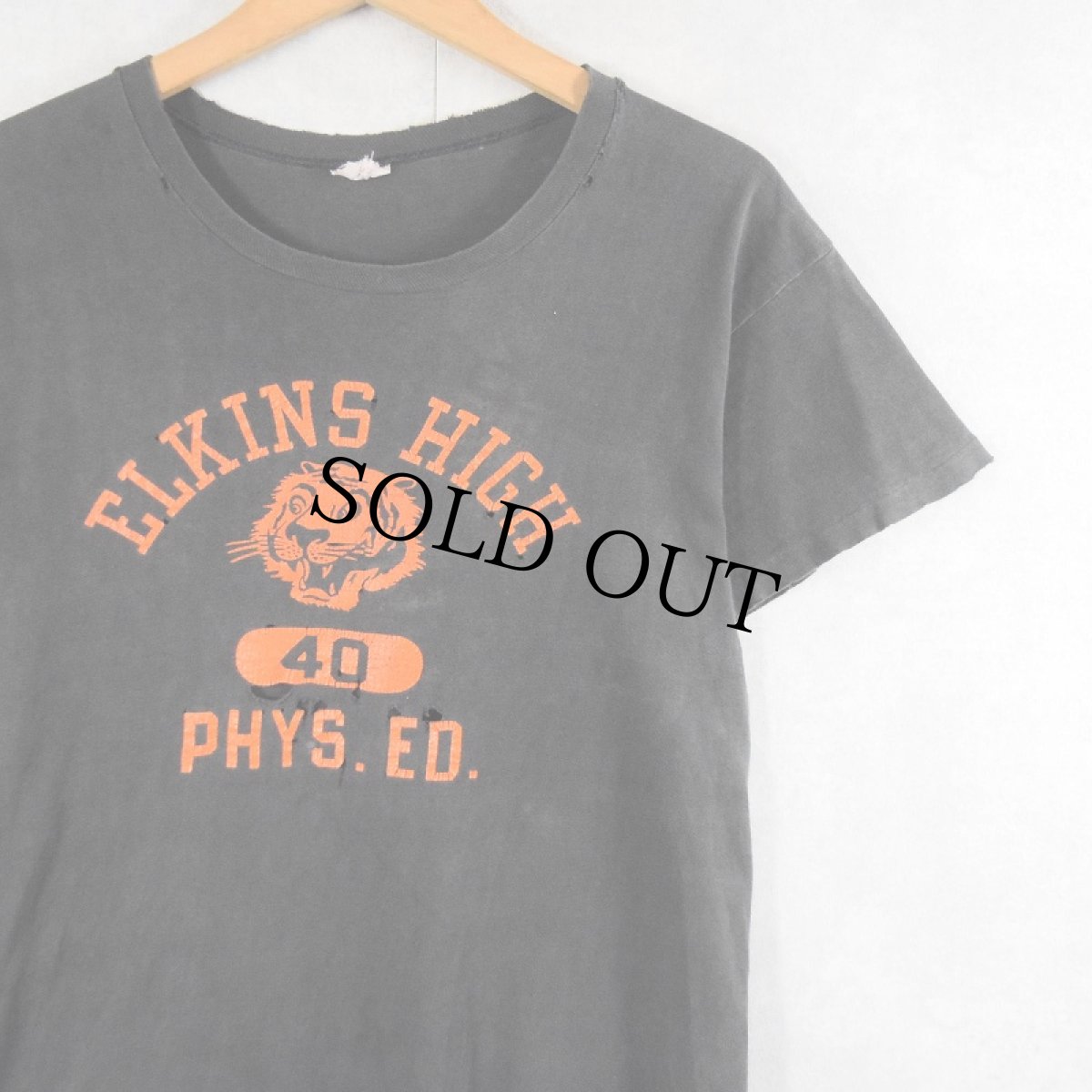 画像1: 60's Champion C中ランタグ "ELKINS HIGH SCHOOL" プリントTシャツ BLACK (1)