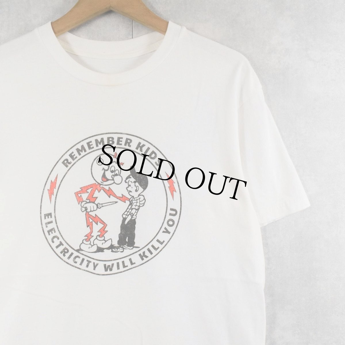 画像1: Reddy Kilowatt "ELECTRICITY WILL KILL YOU" キャラクタープリントTシャツ (1)