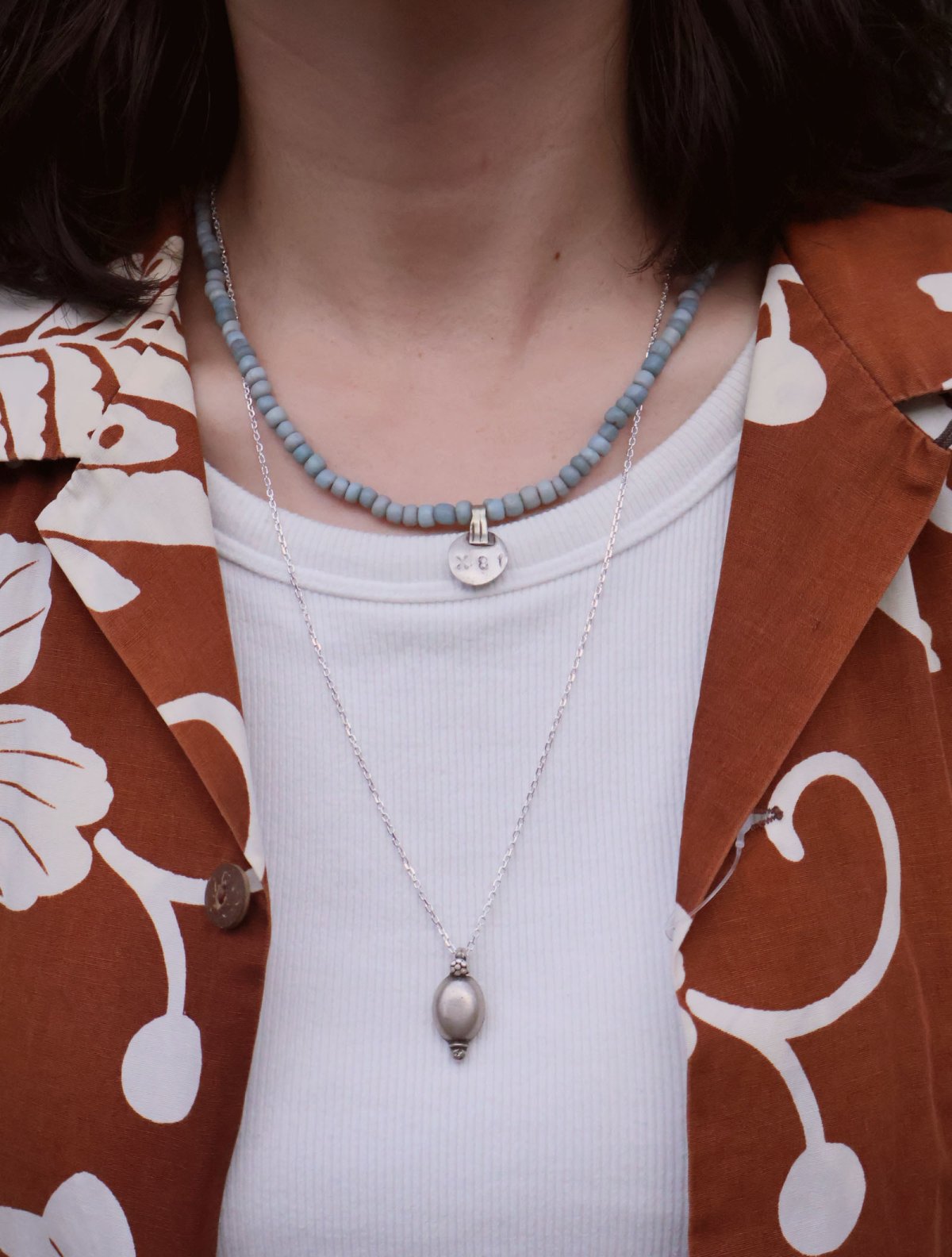 画像2: RORAN "Antique grass beads × old silver" ネックレス (2)