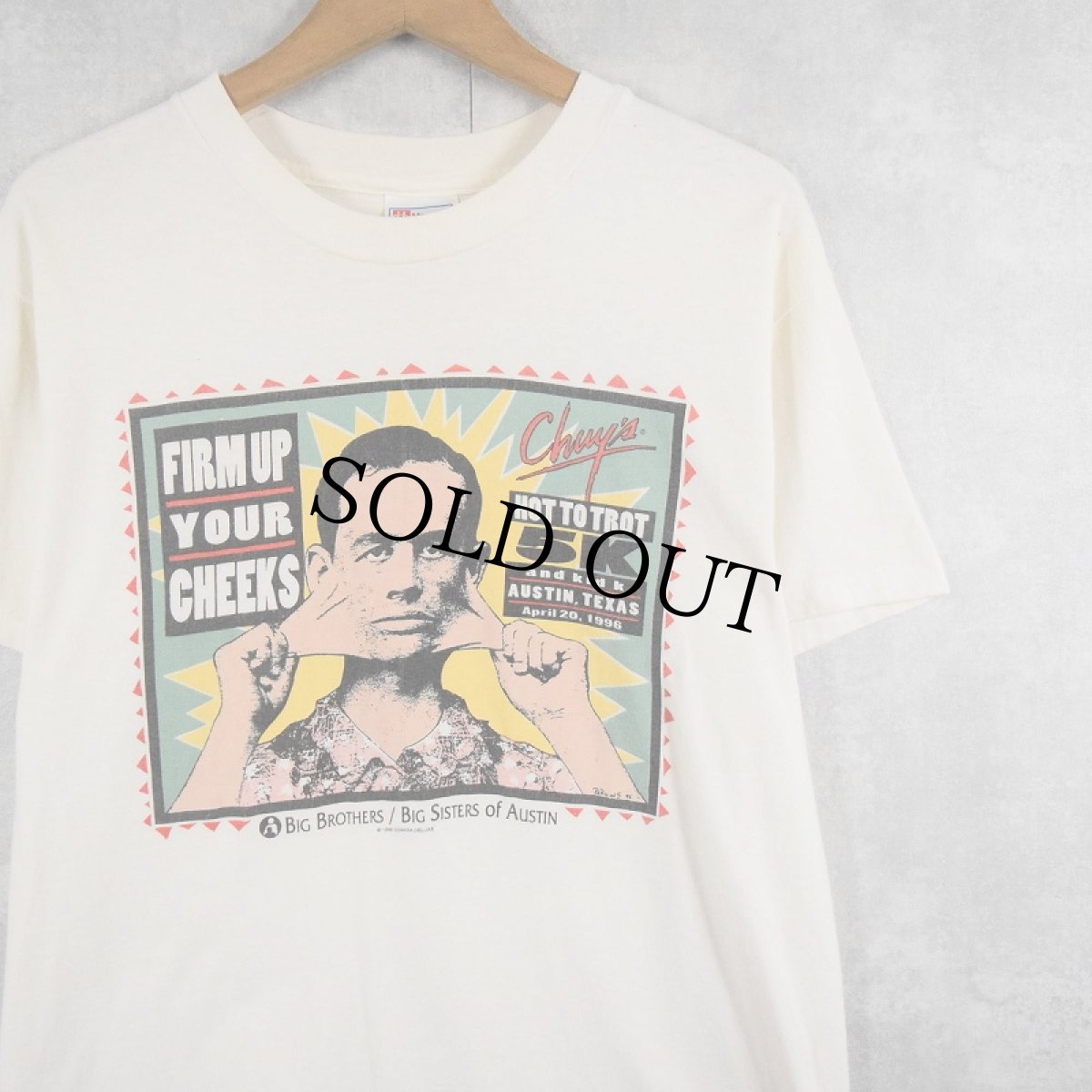 画像1: 90's BIG BROTHERS / BIG SISTERS OF AUTTIN USA製 "FIRM UP YOUR CHEEKS " プリントTシャツ M (1)