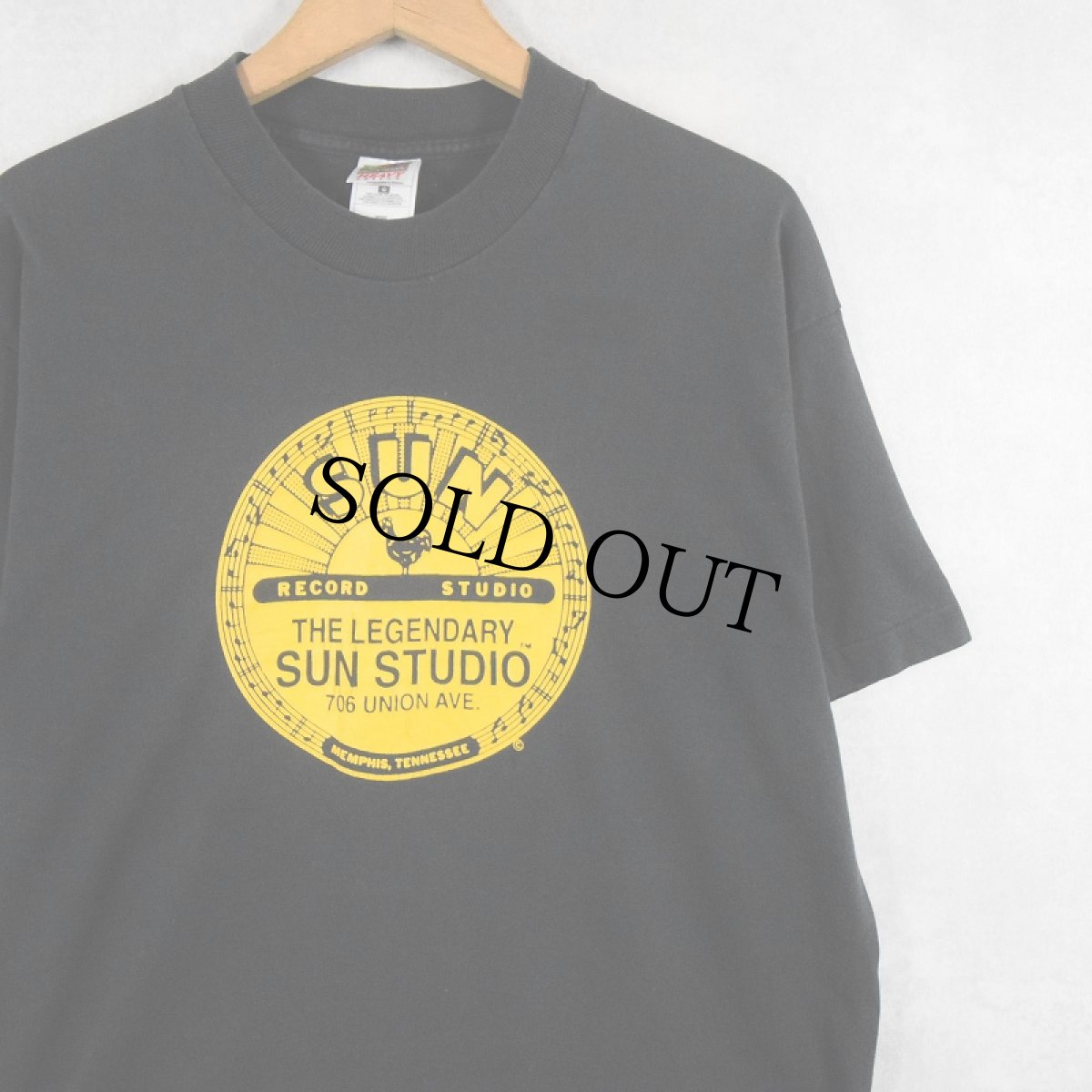 画像1: SUN RECORDS USA製 レコードレーベル プリントTシャツ BLACK L (1)
