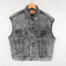 画像1: 80's Levi's 70507-0253 USA製 ケミカルウォッシュ カットオフ ブラックデニムベスト M (1)