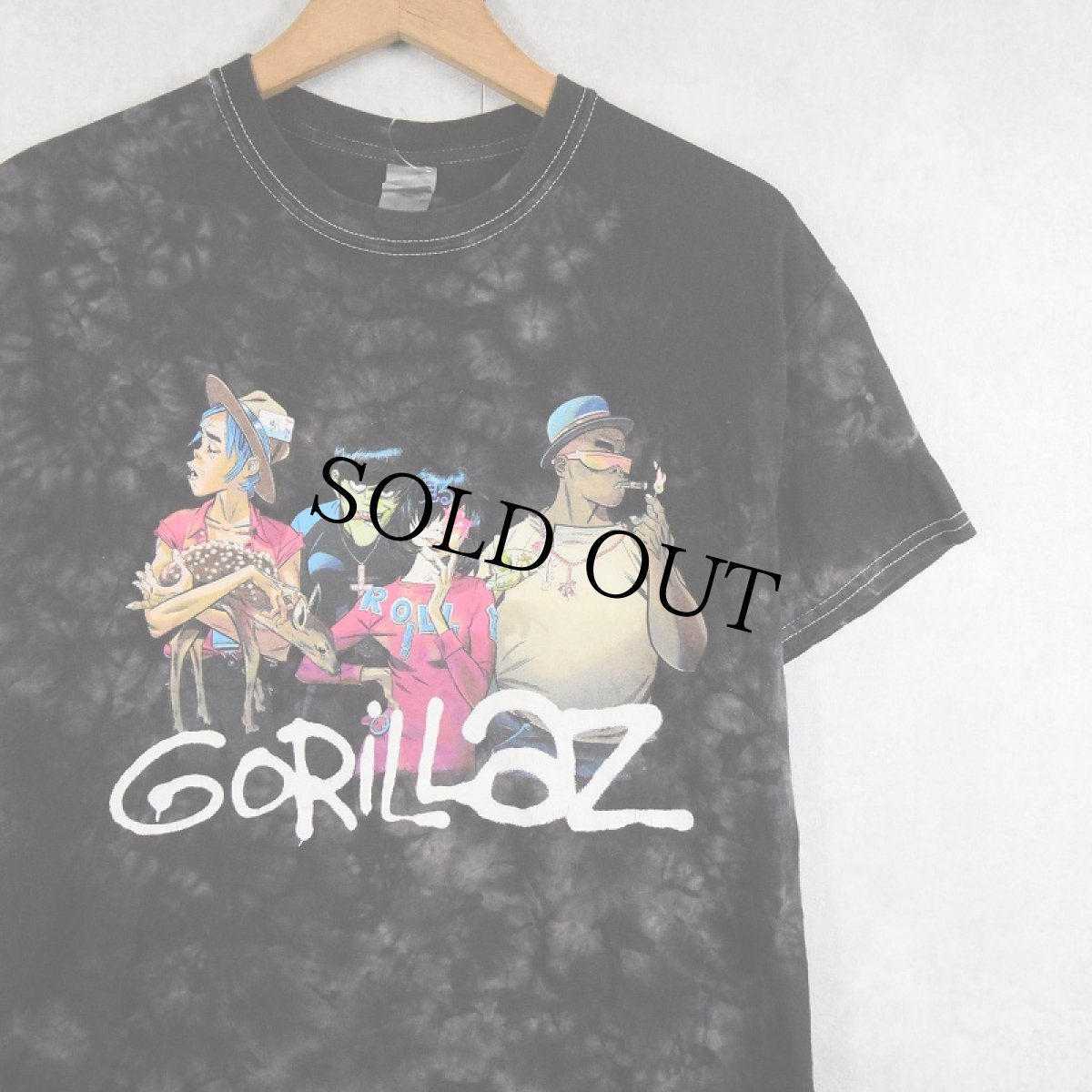 画像1: GORILLAZ ロックバンド タイダイTシャツ BLACK M (1)