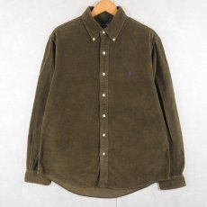 画像1: POLO Ralph Lauren "CUSTOM FIT" ロゴ刺繍 コーデュロイ ボタンダウンシャツ BROWN L (1)