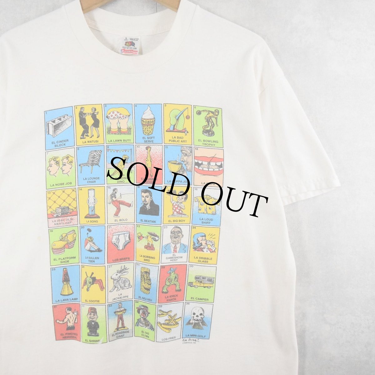 画像1: 90's Ken Brown USA製 "Loteria" アートプリントTシャツ L (1)