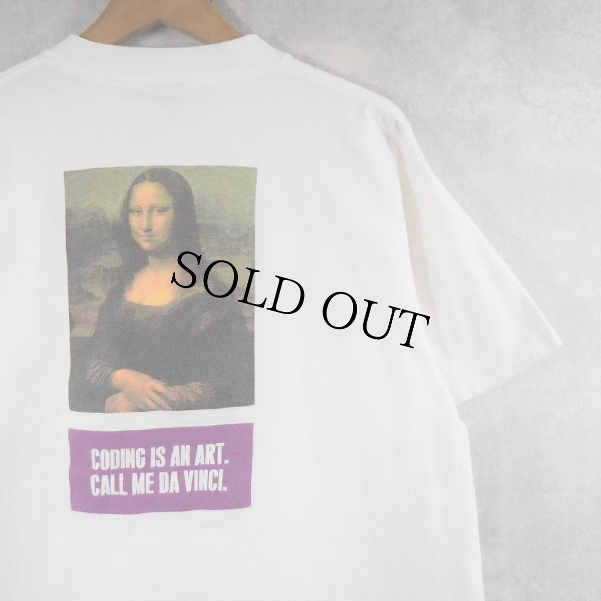 画像1: 90's MEDICODE "Mona Lisa" アートプリント 企業Tシャツ L (1)