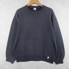 画像1: 90's RUSSELL ATHLETIC USA製 前V 無地フェードスウェット NAVY L (1)