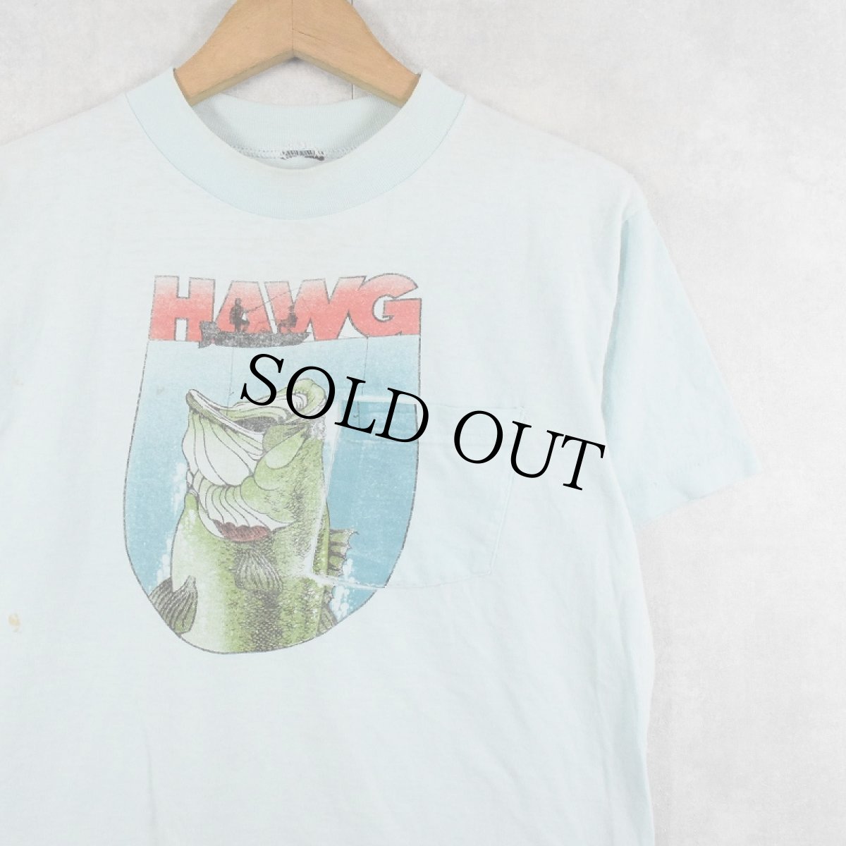 画像1: 80〜90's "HAWG" 魚イラストプリント ポケットTシャツ (1)