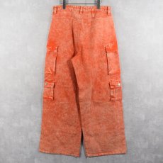 画像2: FASHION NOVA ケミカルウォッシュ ワイドカーゴパンツ ORANGE W34 (2)