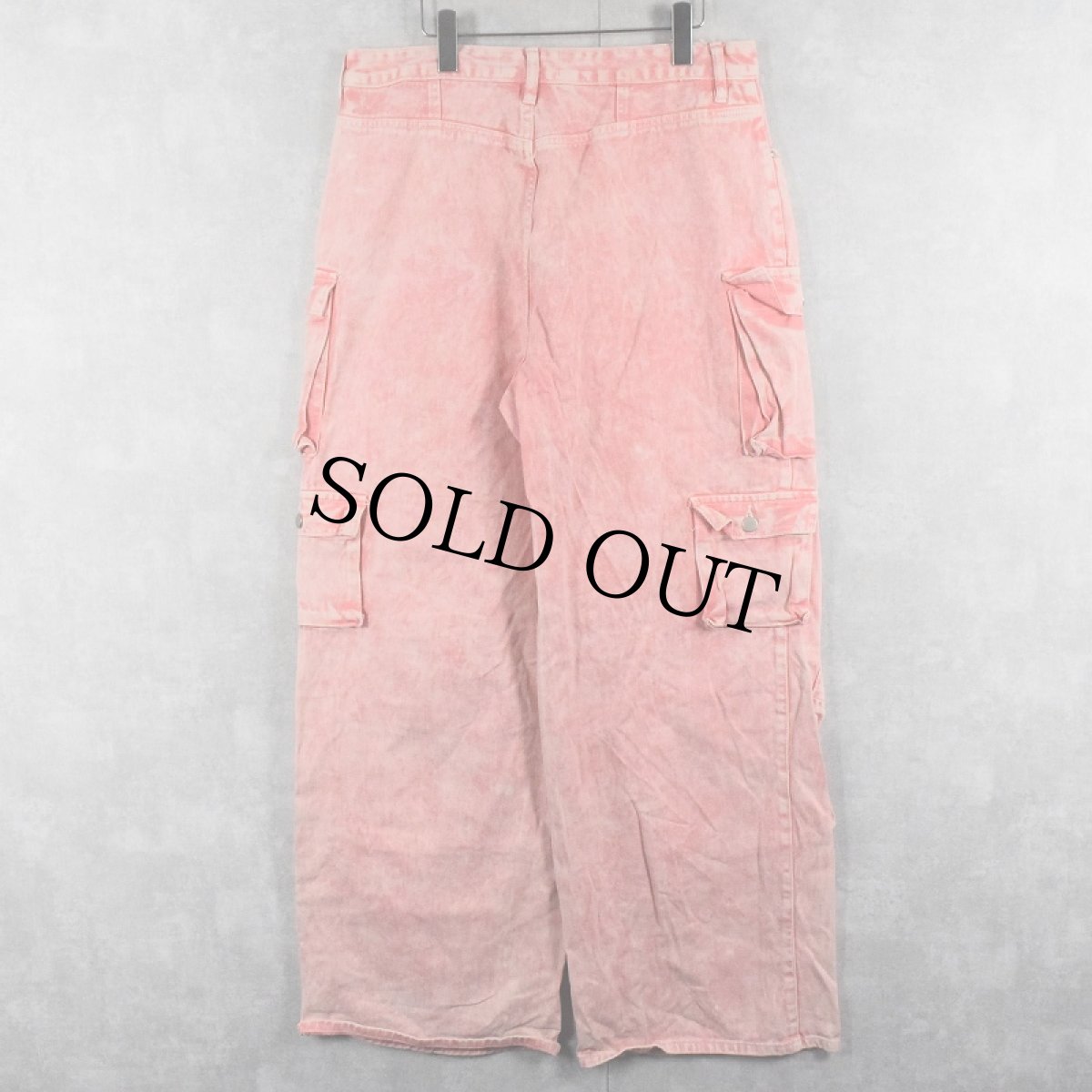 画像2: FASHION NOVA ケミカルウォッシュ ワイドカーゴパンツ PINK W34 (2)