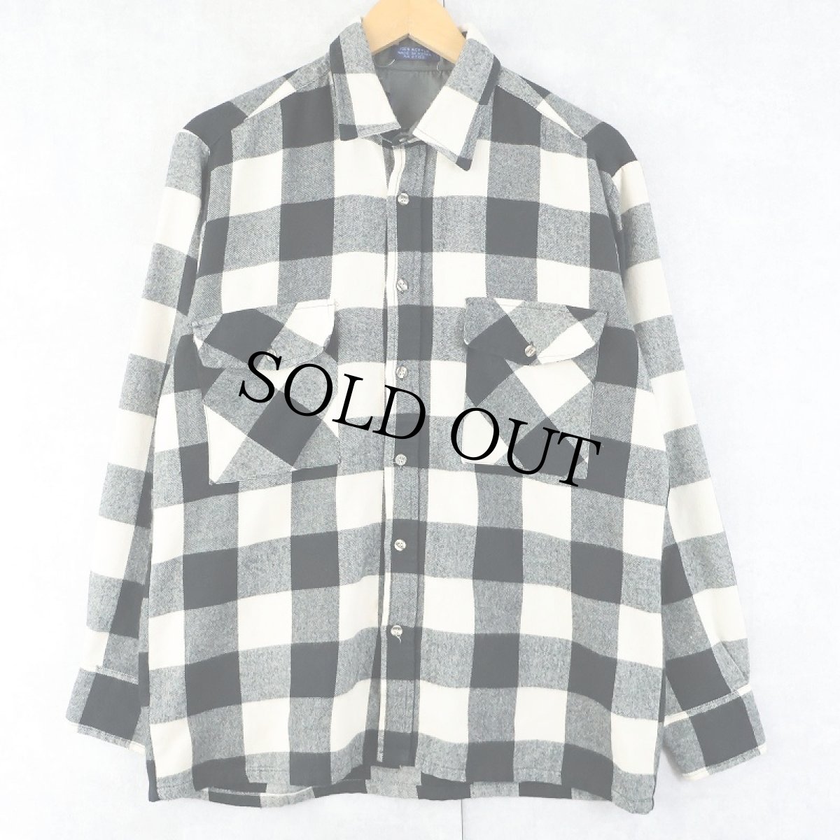 画像1: 70〜80's ブロックチェック柄 アクリルシャツ (1)