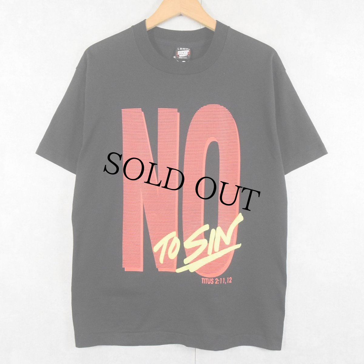 画像1: 90's USA製 "NO TO SIN YES TO JESUS" ジーザスプリントTシャツ BLACK L (1)