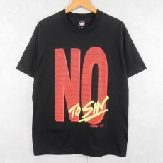 画像1: 90's USA製 "NO TO SIN YES TO JESUS" ジーザスプリントTシャツ BLACK L (1)