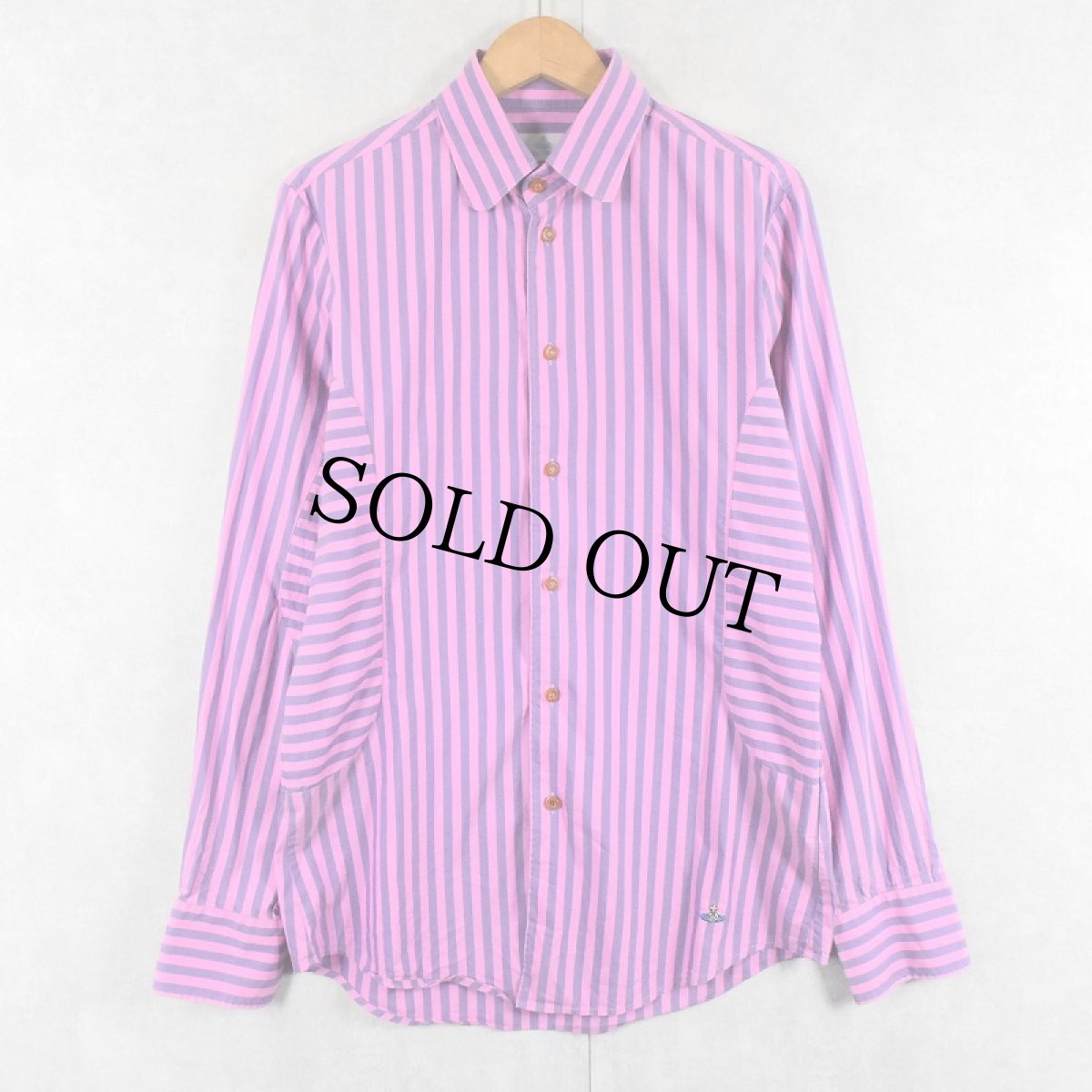 画像1: Vivienne Westwood ITALY製 ストライプ柄 コットン×ナイロンシャツ SIZE2 (1)