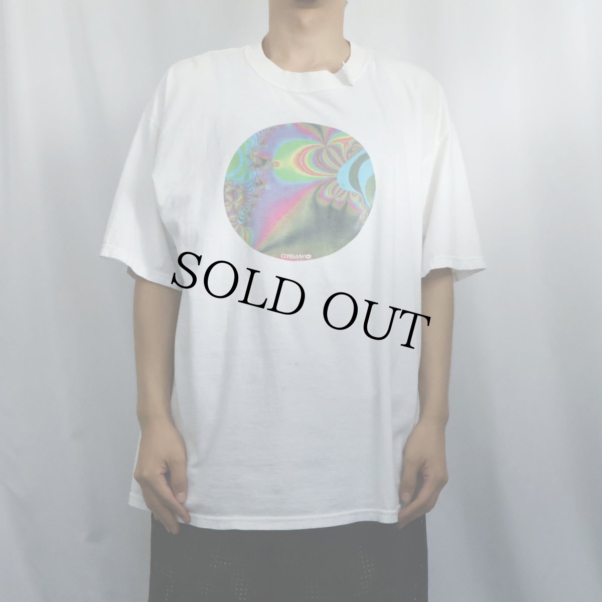 画像2: "CITIBANK" フラクタルアートプリントTシャツ XL (2)