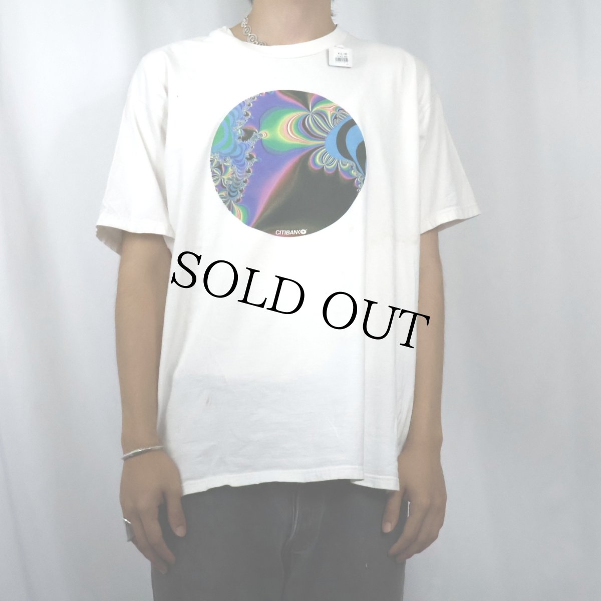 画像2: "CITIBANK" フラクタルアートプリントTシャツ XL (2)