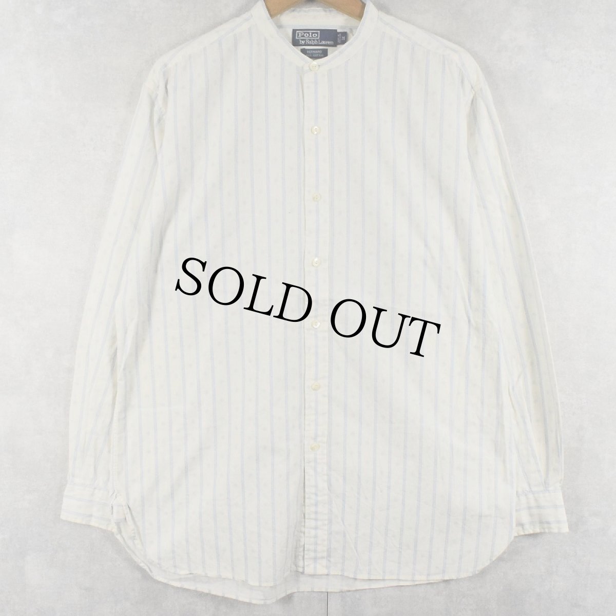 画像1: POLO Ralph Lauren "BRENARD" ストライプ柄 バンドカラーシャツ M (1)
