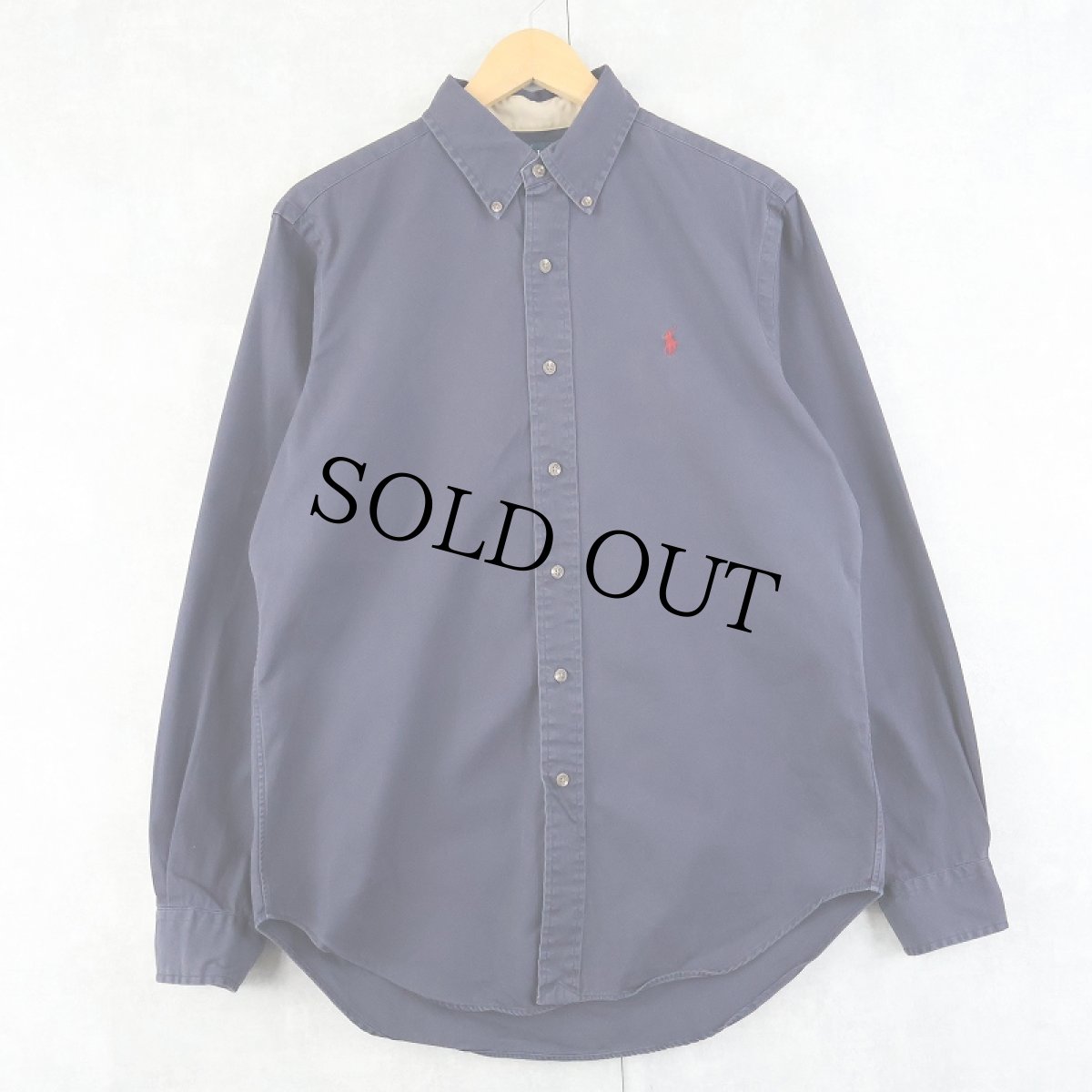画像1: Ralph Lauren "CLASSIC FIT" コットンボタンダウンシャツ NAVY M (1)
